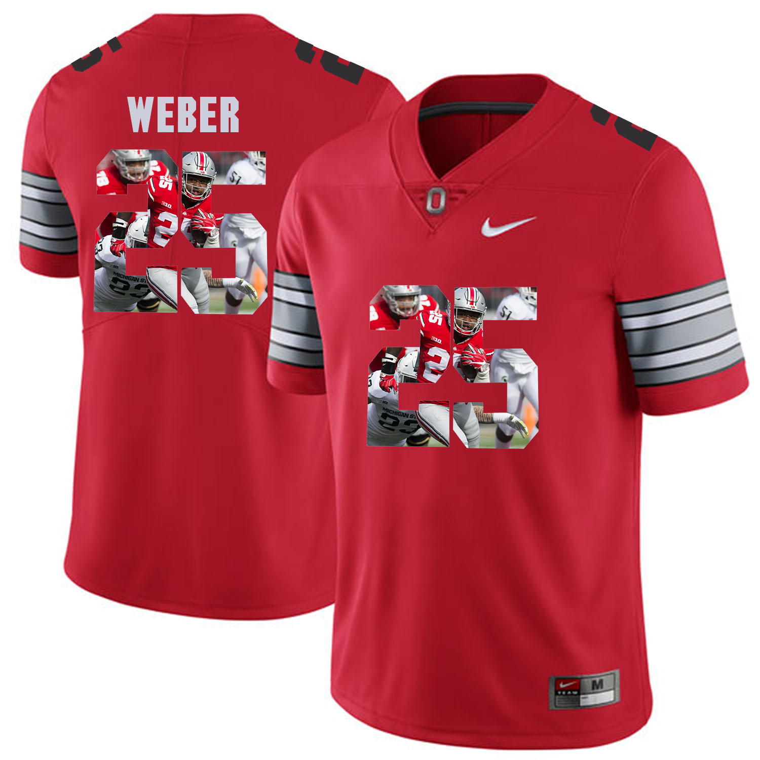 Men Ohio State #25 Weber Red Fashion Edition Customized NCAA Jerseys->customized ncaa jersey->Custom Jersey